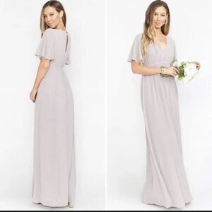 Show me your mumu emily Empire Maxi dove grey chiffon Bridesmaids dress medium